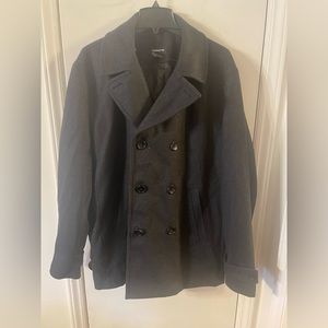 Men wool pea coat xl